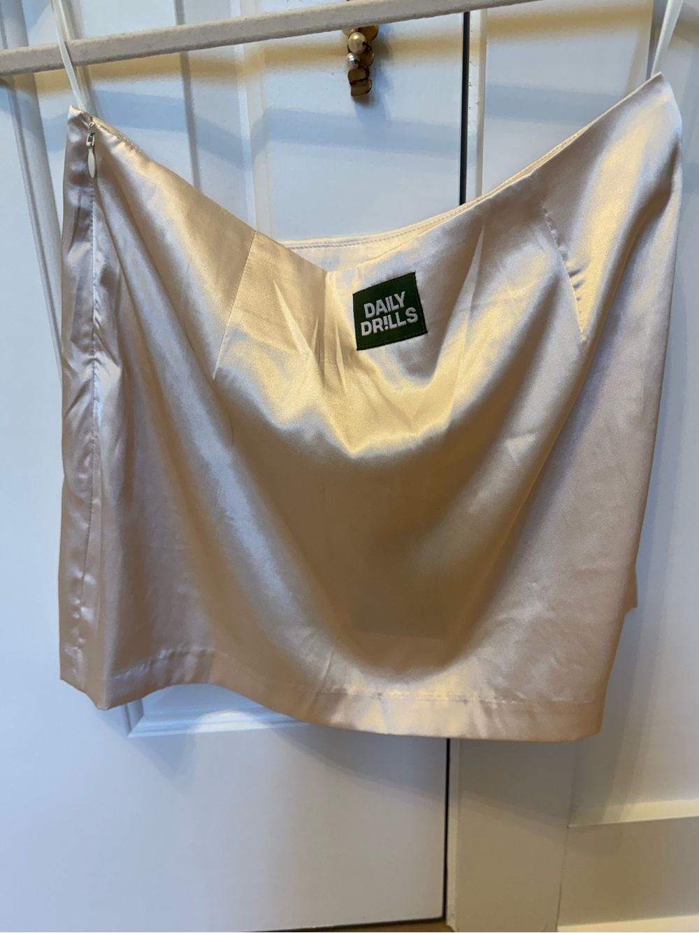 Daily Drills Satin Slip Skirt in Light Champagne